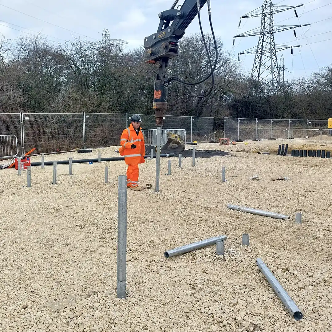 helical screw piling for battery storage units