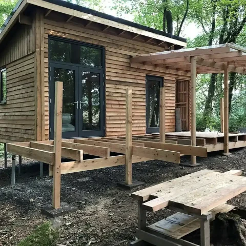 Hut of Wellbeing | Log Cabin | Screw Foundations