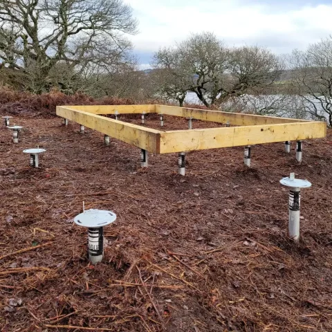 Ground screw installation | Scotland Bothies