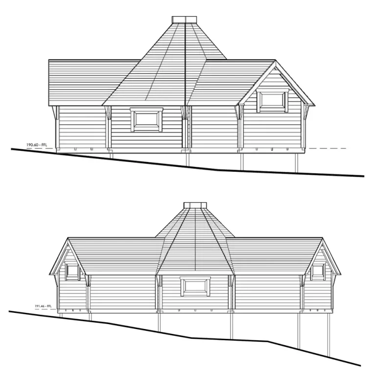 log cabin drawings | ground screw foundations