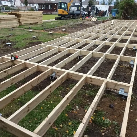 Timber frame on screw foundations