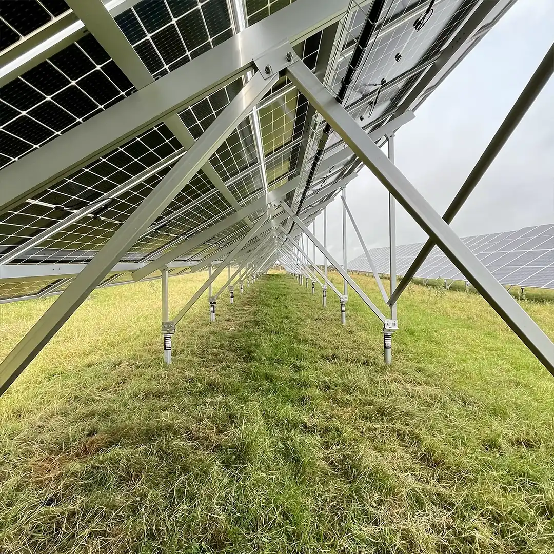 ground-mounted solar panels on RADIX Ground Screws